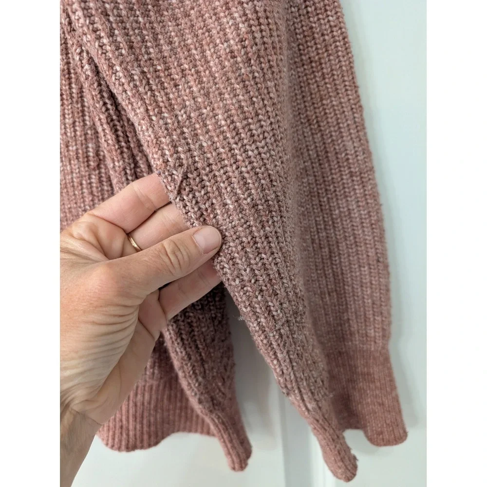 Modern Citizen Womens Pink Marl Ribbed Crewneck Sweater medium minimalist